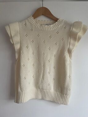 & Other Stories Cream Knit Ruffle Tank